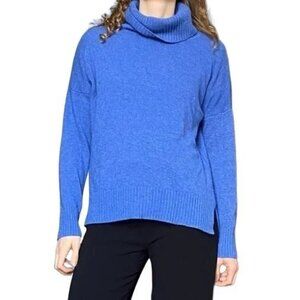 Benedetta Blue Turtleneck Merino Wool Cashmere Sweater Italian Knit Women's S